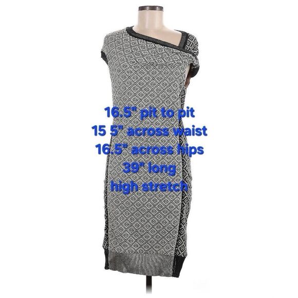 Byron Lars Josette Textured Pencil Knee Length Foldover Shoulder Geometric Dress - Picture 5 of 8